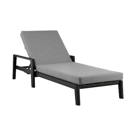 Armen Living Grand Outdoor Patio Adjustable Chaise Lounge Chair in Aluminum with Gray Cushions 840254332713